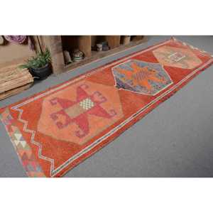พรมสไตล์ตุรกีโบราณลายเย็บปะสีส้มแดงแบบคลาสสิก3.3x11ฟุตยางวัสดุขนแกะสานทรงสี่เหลี่ยมผืนผ้าแบนสำหรับวัยรุ่น - Product Image 5