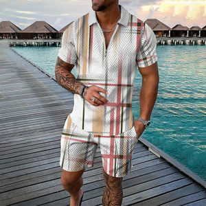 Wholesale <b>Men</b>`s Sweatshirts <b>Short</b> Sleeve Shirt and <b>Shorts</b> Sets 2Piece Autumn Outfits Zipper Tracksuit Printed <b>Men's</b> <b>Short</b> Set - Product Image 2