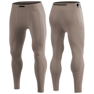 New Design Men's Compression Pants Mid Waist Solid Pattern Yoga Workout Tight <b>Leggings</b> Back <b>Pocket</b> Spandex/Polyester Material - Product Image 5