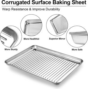 Stainless Steel Cookie Pan with Cooling <b>Rack</b> for Oven Nonstick Bakeware Easy Clean & Heavy Duty - Product Image 4