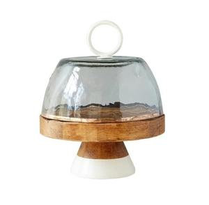 Plaque ronde en métal de support de gâteau de tasse de serveur de nourriture classique d'utilisation d'hôtel avec le plateau de gâteau de vente de dôme de verre - Product Image 3