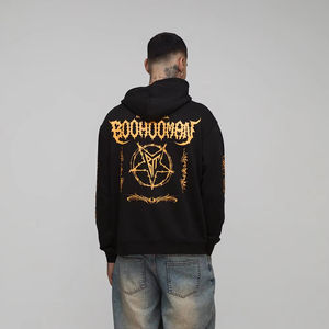 Top Offre Spéciale meilleure qualité 100% coton pull hommes sweats à capuche Streetwear poids lourd couleur noire à capuche - Product Image 1