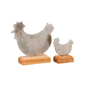 Sculpture de décoration créative en métal de conception de forme de poule avec de l'argent fini pour la table de décor à la maison et le bureau fabriqués - Product Image 4