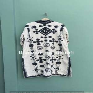 Indian <b>Velvet</b> Quilted Jacket Short Winter <b>Coat</b> Bridal House Robe Cotton Filled Unisex Customizable Size & Color - Product Image 5