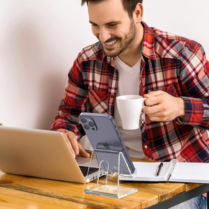 Hiện đại trong suốt Acrylic điện thoại di động hiển thị đứng thân thiện với môi Trọng lượng nhẹ tổ chức cho cửa hàng giới thiệu và sử dụng cá nhân - Product Image 6