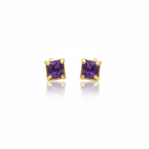 Pendientes de Botón de Oro Amarillo de 18K de Primera Calidad con Cierre de Mariposa y Piedra de Nacimiento en Bruto para Mujer, Ideales para Bodas y Aniversarios, a la Moda - Product Image 1