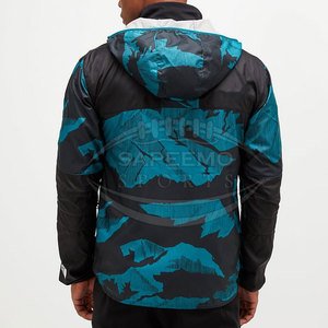 Premium <b>Men</b> Windbreaker Jacket Stand Collar Front Logo Hooded Lightweight Waterproof Fabric <b>for</b> Winter Outdoor Sports Travel - Product Image 2