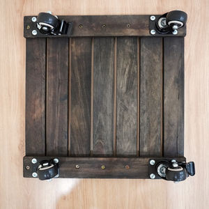 Soporte minimalista para plantas de madera de acacia de 12 pulgadas, 360 ruedas bloqueables tradicionales para uso en interiores para centros comerciales, plantas de interior para el hogar - Product Image 3