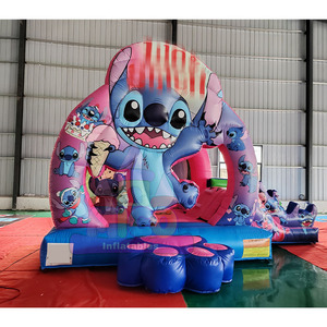 Castillo inflable comercial rosa con tobogán, combo premium de PVC, casa de brinco portátil para niños, ideal para cumpleaños - Product Image 1
