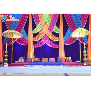 Rideaux de scène de mariage uniques Designs de rideaux de fond de scène de mariage élégants et rideaux de fond de scène de réception indienne - Product Image 1