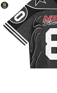 เสื้อยืดคอวีโชว์ไหล่สำหรับผู้ชายเสื้อยืดผ้าฝ้าย100% เสื้อเจอร์ซีย์เสื้อตาข่ายโชว์ไหล่ทรงหลวมสำหรับผู้ชาย2025สั่งได้ตามต้องการ - Product Image 2