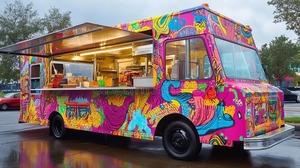 Food Truck Motorisé Style Classique Vintage Coloré 3,2 m avec Corps en Acier, Plaque de Cuisson Intégrée et Double Essieu Tandem pour Utilisation Extérieure - Product Image 6