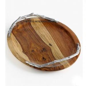 Platos y Vajilla Ovalados de Madera con Asas de Aluminio, Acabado Bajo Esmalte, Venta Directa de Fábrica al Por Mayor - Product Image 1