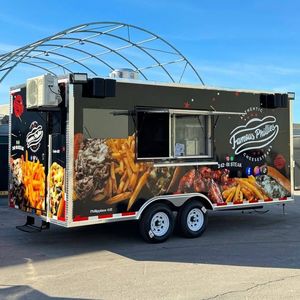Carrito de camión móvil comercial de 12 pies, remolque de comida rápida de cocina completa para perritos calientes, furgoneta móvil de calle de concesión a la venta, EE. UU., Europa - Product Image 1