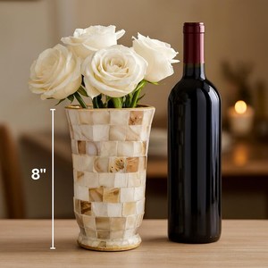 แจกันตั้งโต๊ะงานฝีมือดีไซน์ทันสมัย ประดับด้วยมุกและกระจกโมเสค - Product Image 3