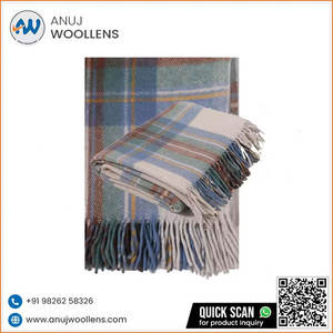 Manta de lana azul silenciada Stewart suave de diseño de lujo superventas de venta directa de fábrica - Product Image 5