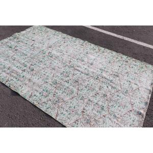 พรมวินเทจขนาด 5.6x9.1 ฟุต ลายดอกไม้สีเขียว พรมขนสัตว์ตุรกี - Product Image 2