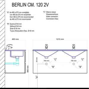 Mueble de Baño Blanco de 120 CM con 2 Cajones y Luz LED, Lavabo Doble para Vanidades de Belize - Product Image 6