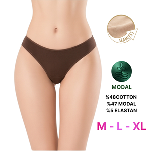 Conjunto de bragas de bikini de cintura media sin costuras de punto ecológico para mujer, de algodón modal, liso y básico - Product Image 6