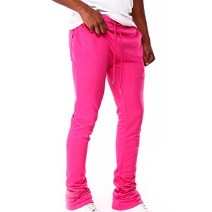 Pantalon de survêtement évasé pour homme, survêtement rose à taille avec cordon de serrage, empilé, décontracté, pour l'hiver et l'automne - Product Image 2