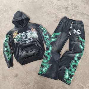 Ropa de calle de alta calidad Unisex Regular Fit 100% algodón colores personalizables lavado con ácido chándal desgastado ropa de entrenamiento - Product Image 3