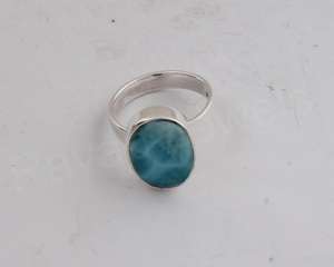 Larimar Natural 10x14mm Ajuste de bisel sólido 925 plata esterlina mujeres fiesta desgaste anillo eternidad Vermeil declaración joyería fina - Product Image 6
