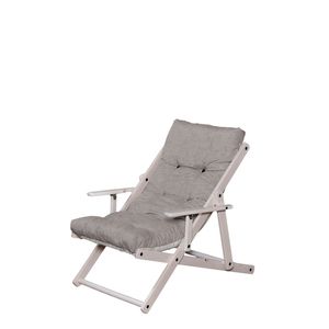 Sillón Reclinable Blanco Anilina Superior, Plegable Manualmente, con Patas de Madera Tipo Sable, para Uso en Interiores y Exteriores, Sala de Estar, Cocina, Villa - Product Image 2