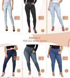 Pantalones vaqueros rasgados elásticos de cintura media de Color sólido a la moda para mujer de talla grande, Vaqueros ajustados informales de verano con decoración de botones - Product Image 5