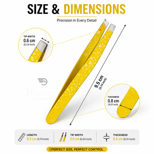 Pince à épiler sourcils de qualité supérieure en acier inoxydable, pointe inclinée, outil de beauté de précision pour l'épilation, antidérapant, revêtement jaune - Product Image 4