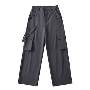 Pantalon cargo baggy 100% coton Streetwear couleur unie à 6 poches pour femmes - Product Image 2