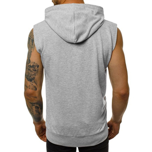 Ropa de gimnasia personalizada Hombres Sin mangas Cremallera Sudaderas Algodón Liso Hombres Entrenamiento Sudaderas sin mangas - Product Image 6