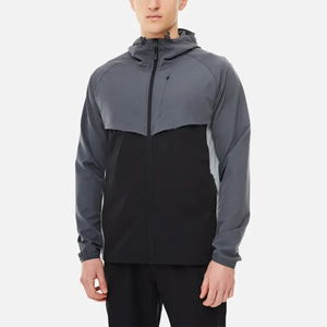 Veste de survêtement d'hiver pour homme avec logo personnalisé, coupe-vent, doublure en polaire, taille élastique, piping blanc, poches zippées - Product Image 2