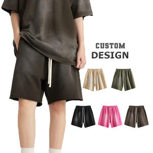 Shorts pour hommes personnalisés lourds Shorts en éponge française coton Streetwear Vintage en détresse soleil délavé à l'acide Shorts 2025 - Product Image 1