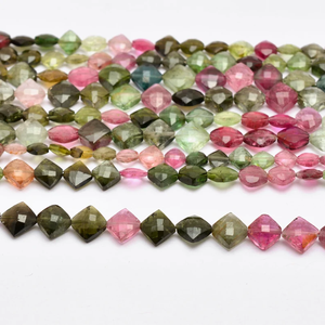 Perles de tourmaline multi-couleurs AAA+ de 4 mm à 7 mm, forme carrée, facettées, pierres semi-précieuses naturelles, perles fantaisie pour bijoux - Product Image 6