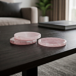 ชุดถาดรองแก้วโรสควอตซ์หินธรรมชาติอุปกรณ์สำหรับเครื่องดื่มงานแฮนด์เมดอุปกรณ์ครัว - Product Image 6