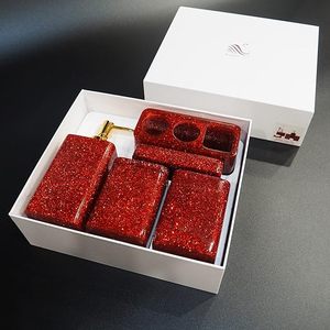 Muestra más vendida disponible, respetuoso con el medio ambiente, resina clásica moderna, Material sólido, juego de accesorios de baño de lujo, dispensador de 4 piezas - Product Image 3