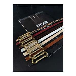 Ceinture fine à boucle dorée en 7 parties, adaptée aux pantalons, chemises, vestes et robes. Multicolore - Product Image 2