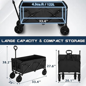 THCW10184-Chariot utilitaire pliable à roues, tout terrain, camping en plein air, noir - Product Image 2