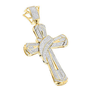 Colgante de Cruz Hip Hop para Hombre, Chapado en Oro de 14k con Rodio, con Diamante de 1.00 Ct, Oro Sólido de 14k - Product Image 4