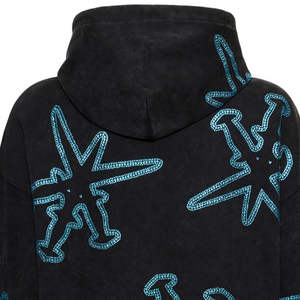 Nouveau sweat à capuche d'hiver pour homme personnalisé avec strass, fermeture éclair, col montant et poche zippée sur la main - Product Image 1