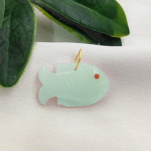 Colgante de Pez de Amazonita, Amuletos Tallados a Mano con Forma de Pez de Amazonita para la Fabricación de Joyas, Argolla Plateada Chapada en Oro, Colgantes al por Mayor - Product Image 3