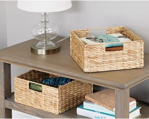 Organisateur de panier de rangement en jacinthe tissée de haute qualité avec poignées panier en osier pour organiser placard, blanchisserie, maison, bureau - Product Image 6