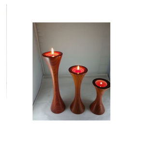 Juego de 2 portavelas de madera de diseño elegante, portavelas de madera de forma y tamaño personalizados a un precio asequible - Product Image 4