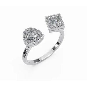 Toi et Moi หัวใจและเจ้าหญิงฮาโลแลปโตแหวนเพชรสำหรับปลูกใน9K 14K 18K สีเหลืองกุหลาบขาวทองเครื่องประดับสำหรับงานหมั้น - Product Image 5