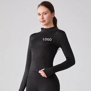 แจ็กเก็ตกีฬาผู้หญิงแบบซิปรูดและน้ำหนักเบาชุดออกกำลังกายแขนยาวเข้ารูปติดโลโก้ได้ตามต้องการ - Product Image 6