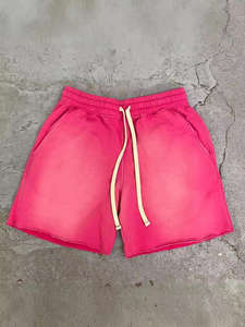 Pantalones cortos deportivos de algodón para hombre con estampado de logotipo personalizado, pantalones cortos de chándal con estampado de lavado ácido Vintage para hombre - Product Image 3