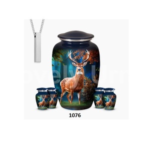 Urna de cremación de aluminio para cenizas Urna grande hecha a mano masculina adulta Asequible con cielo estrellado elegante en urna de diseño de árboles de pino - Product Image 5