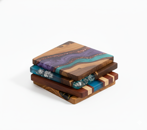 แผ่นรองแก้วเรซิ่นอีพ็อกซี่ไม้พรีเมียม |   ชุดแผ่นรองแก้วไม้ทำมือ |   ใช้ในบ้าน บาร์ โรงแรม และร้านอาหาร - Product Image 5