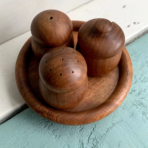 Juego de Condimentos de Madera de Teca para Mesa de Comedor con Bandeja a Juego, Juego de Especias de Madera con Bandeja, Soporte de Madera de Teca para Sal, Pimienta y Mostaza - Product Image 6