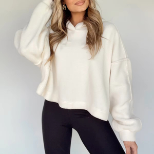 Sweat à capuche oversize pour femme, confort décontracté, texture douce en peluche, 100% coton, doublure chaude et respirante pour un style confortable au quotidien - Product Image 1